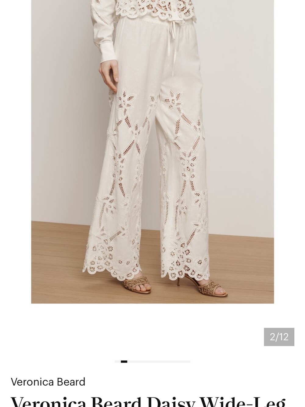 Veronica Beard Daisy Wide-Leg Eyelet Pant